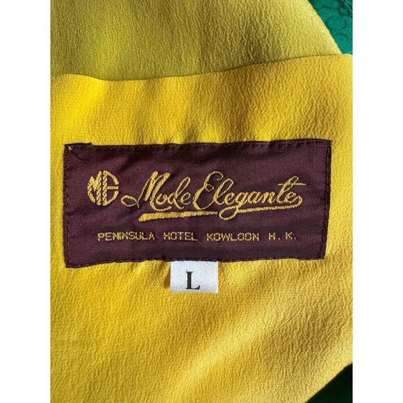 Vintage Mode Elegante 100% Silk Green Chinese Jacket SZ L Kowloon Hong Kong RARE - Picture 5 of 10